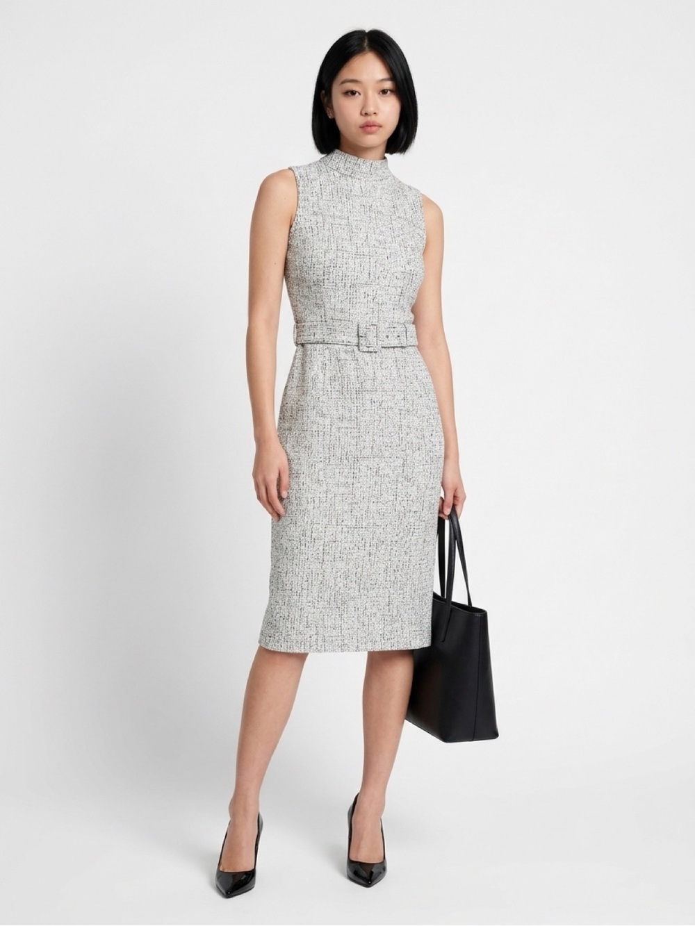 Express Jacquard Belted Mock Neck Sheath Dress - NWT Size: Medium